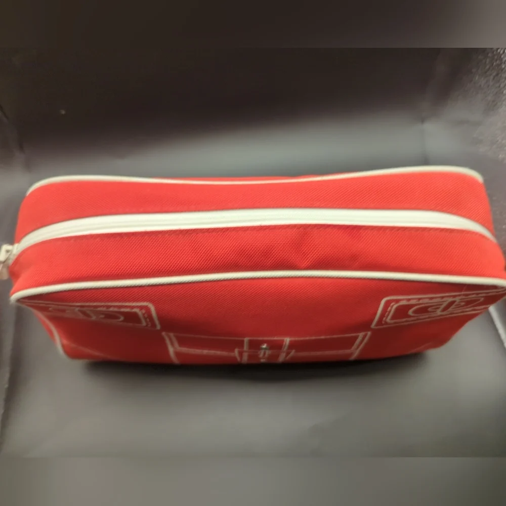 Clinique Hand Travel Makeup Bag Cosmetic Purse RED - Gently Used